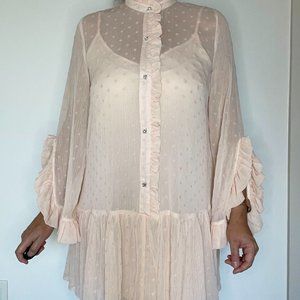 Sheer Polka Dot Dress - Blush